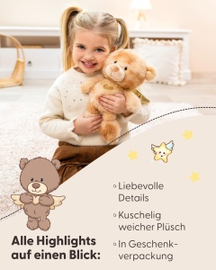 NICI La La Bearie 61184 Ursulet de Plus 28cm cu Aripi Aurii in Cutie Cadou - Img 4