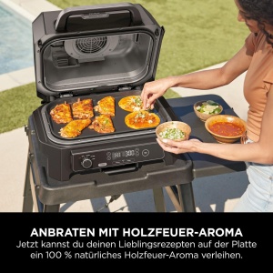 Ninja Woodfire Plancha XL, placa cu canelura plata neadeziva, accesoriu oficial, compatibil cu plita electrica de exterior OG850 / OG901, neagra, XSKOGXLGGCMEU, Schwarz, (XSKOGXLFPLTEU) - Img 3