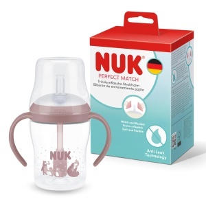 NUK Perfect Match Biberon cu Pai Antiscurgere 150 ml Roz 8 luni