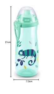 NUK Sports Cup Sticla de baut pentru copii cu efect cameleon | 24+ luni | cu schimbare de culoare | gura de scurgere etansa | Clema si capac de protectie | Fara BPA | 450 ml | Cameleon (verde) - Img 5