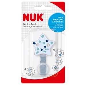 NUK Suzeta Cablu cu Clema | pentru toate suzetele | stabil si rezistent la spargere | stele albastre