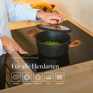 Oala aluminiu FLORINA Master Black 24 cm 4L antiaderenta compatibila inductie manere Soft-Touch - Img 4