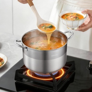 Oala din inox VEVOR 11,4 L cu capac din sticla, potrivita pentru toate tipurile de plite - Img 8