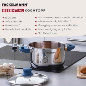 Oala Fackelmann Essential 20 cm Inox Manere Softtouch Compatibila Inductie - Img 3