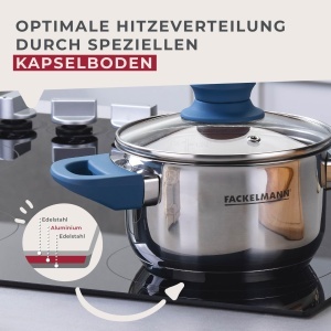 Oala Fackelmann Essential O 14 cm Inox Manere Bakelit Capac Sticla Albastru - Img 5