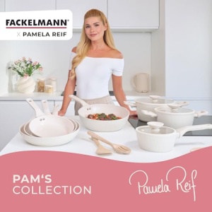 Oala Fackelmann x Pamela Reif 24 cm Pastel-Beige Aluminiu Reutilizat Compatibila cu Toate Tipurile de Aragaz - Img 10