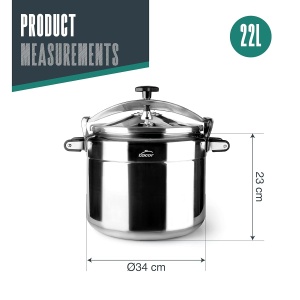 Oala sub presiune Lacor Pro-Classic 22 L, Aluminiu, 34 cm, Gri - Img 2