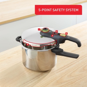 Oala sub presiune Tefal Secure Trendy 6L, inox, 2 trepte de temperatura, verde - Img 6