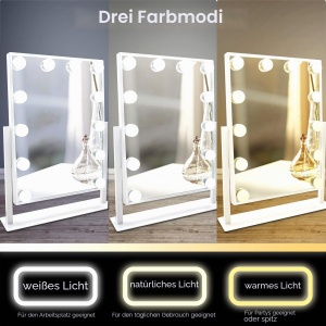 Oglinda de machiaj TUREWELL cu lumini LED, 3 moduri de iluminare, rotatie 360 - Img 3