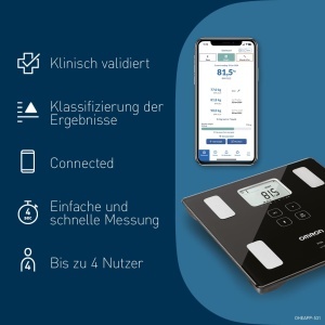 OMRON VIVA - cantarul inteligent de baie pentru analiza corporala Stiftung Warentest Gut 1024 cu Bluetooth si aplicatie masoara grasimea corporala gre - Img 7