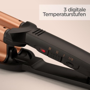 Ondulator BaByliss W2447E Ceramica, 3 Temperaturii (160C-200C), Negru si Auriu - Img 6