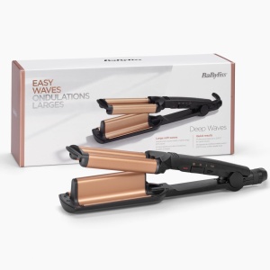 Ondulator BaByliss W2447E, Keramica, 3 Temperaturi (160-200C), Negru si Aur