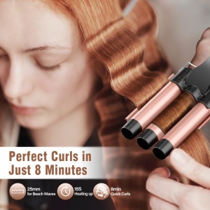 Ondulator de par BESTOPE PRO 5-in-1, 3 cilindri ceramici, 2 temperaturi, manusa inclusa - Img 2