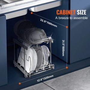 Organizator bucatarie VEVOR LX-C9285 2 etaje otel carbon sistem glisare silentios - Img 4