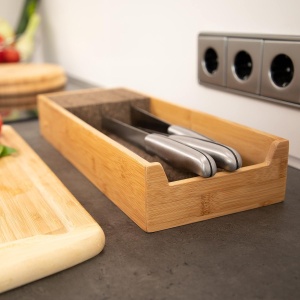 Organizer pentru cutite din bambus Relaxdays, 6,5x38x15,5 cm, natural - Img 5