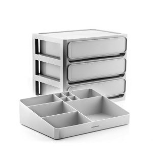 Organizer pentru machiaj InnovaGoods cu 3 sertare si 9 compartimente, capacitate mare, gri - Img 2