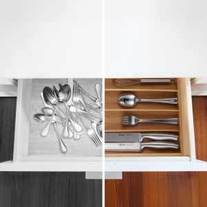Organizer pentru tacamuri Relaxdays, 6 compartimente, bambus, 5 x 27,5 x 46 cm - Img 4