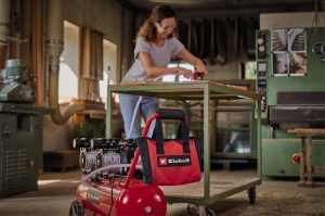 Original Einhell 15 buc. Set de aer comprimat cu sac (accesorii compresor, incl. 1x pistol de suflare, 1x umflare digitala a anvelopelor, tub din material textil de 2,5 m, 8x adaptor, 1x geanta) - Img 2