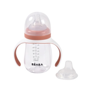 Pahar de invatare BEABA 2-in-1 cu manere detasabile, 210 ml, terracotta - Img 2