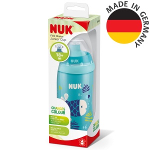 Pahar de invatare NUK Junior Cup cu efect cameleon, 300 ml, albastru - Img 6