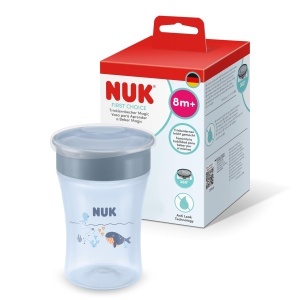 Pahar de invatare NUK Magic Cup, 230 ml, albastru, design anti-varsare