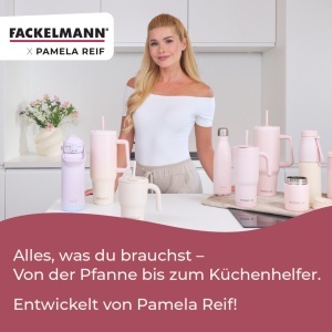 Pahar izolat FACKELMANN 1200 ml, inox, roz, cu capac si pai - Img 8