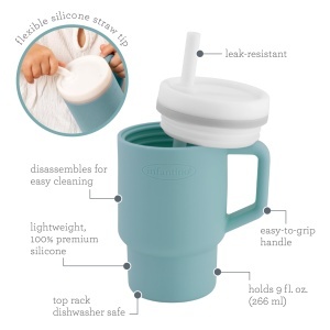 Pahar pentru copii Infantino My 1st Tumbler, 255 ml, culoare albastra, cu maner - Img 4