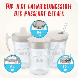 Pahar pentru cursanti NUK Trainer Cup | Cana etansa cu gura moale si manere ergonomice | 6+ luni | 230 ml | Fara BPA | broasca verde, 1 bucata (1 pachet) - Img 6