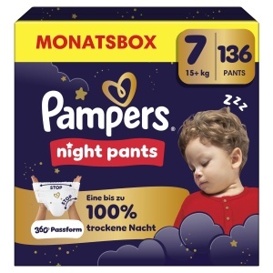Pampers Pantaloni de Noapte, Marimea 7, 136 Bucati, 15kg