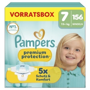 Pampers Premium Protection Marimea 7, 156 scutece, 15kg