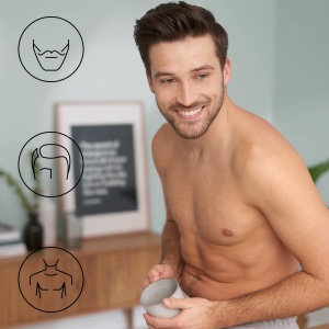 Panasonic ER-GB80-H503 Aparat de tuns barba pentru barba, par si corp, portabil wireless, aparat de tuns rezistent la apa, 39 lungimi, 3 accesorii, aparat de tuns de precizie, fara fir si cu fir, argintiu inchis - Img 2