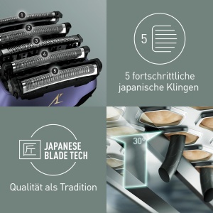 Panasonic ES-LV67A803 Aparat de ras umed si uscat cu 5 lame pentru barbati, reincarcabil, senzor inteligent de barba, cap Multi-Flex 16D, bleumarin si negru - Img 3