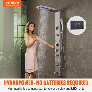 Panou de Dus VEVOR 8009FL, 6 Moduri, LED, 8 Jeturi de Masaj, Inox 304 - Img 2
