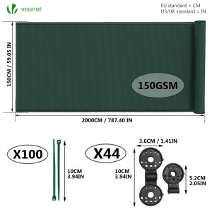 Panou de Protectie VOUNOT 1.5x20m, HDPE 150gm, Verde, 85 Umbra - Img 2