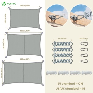 Panou de umbrire VOUNOT 3x5m, impermeabil, gri, pentru balcon si gradina - Img 6