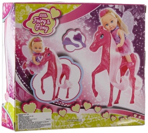 Papusa Simba Evi Love Little Fairy Pony 12 cm cu aripi si ponei roz - Img 4