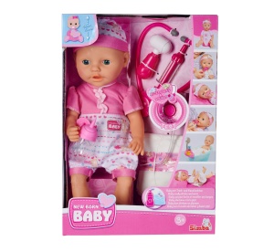 Papusa Simba New Born Baby 38cm cu Accesorii Doctor si Functie de Baut si Udat - Img 7