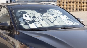 Parasolar auto TataWay, 130 x 70 cm, Mickey si Minnie Mouse, albastru - Img 3
