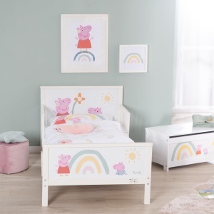 Pat pentru copii roba Peppa Pig 70x140 cm cu lenjerie inclusa alb - Img 5