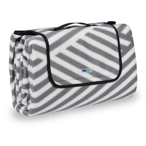 Patura de Picnic Relaxdays XXL, 200 x 200 cm, impermeabila, gri-alb