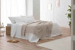 Patura din bumbac Todocama, design GOFRE, 120 x 180 cm, bej - Img 6
