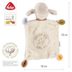 Patura dragalasa Fehn Sheep Dream Big - tovaras de joaca si cuvertura cu bumbac din cultivare organica controlata (KBA) cu slogan brodat individual - pentru bebelusi si copii mici de la 0+ luni - Img 4