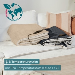 Patura electrica Beurer HD 80 Cord 6 trepte de temperatura material reciclat 180x130 cm bej - Img 4