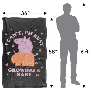 Patura Mummy Pig cu Touch Satinat, 91 x 147 cm, 300 GSM - Img 3