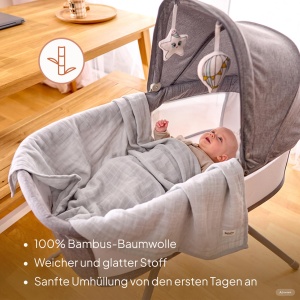 Paturica pentru bebelusi Lionelo Bamboo Swaddle 120x120 cm, antibacteriana, din bambus - Img 2
