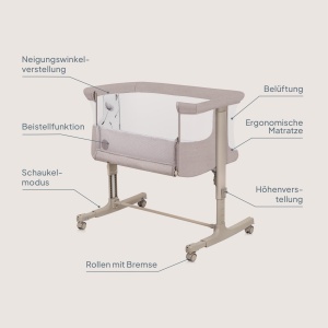 Patut 3 in 1 Lionelo Aurora, pentru bebelusi pana la 9 kg, cu roti si inaltime ajustabila - Img 9