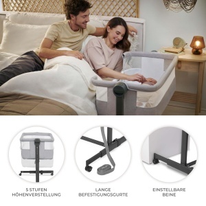 Patut multifunctional Kinderkraft NESTEE UP 2 2-in-1 cu saltea si husa reglabil pe inaltime gri - Img 5