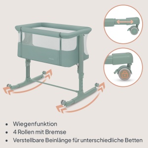 Patut multifunctional Lionelo Aurora 3 in 1 reglabil cu roti si saltea ergonomica - Img 5