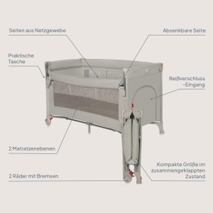 Patut multifunctional Lionelo Ellen 3 in 1 pentru copii, ajustabil, cu roti - Img 9