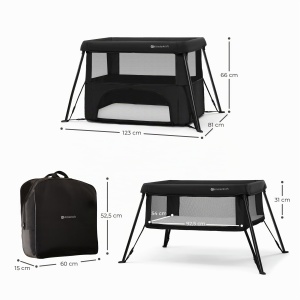 Patut pentru copii Kinderkraft CAMI 3 in 1, gri, cu functie de pliere, rucsac inclus - Img 5